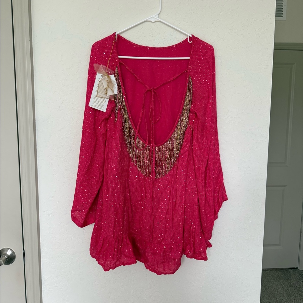 SUNDRESS Sequins and Beaded Indiana Dress in Saint Barth Blush Pink XS/S
